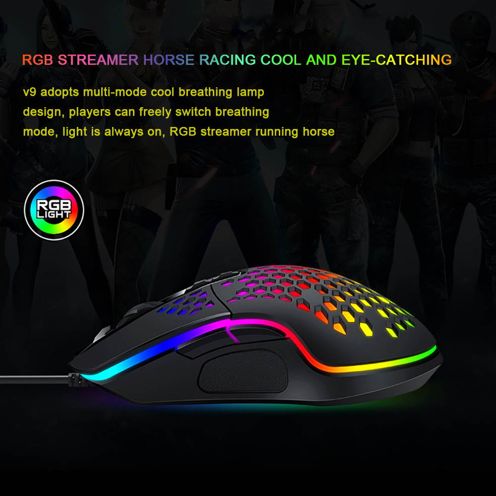 RGB Gaming Mouse,Mignvoa Wired USB Mouse Lightweight Honeycomb Shell,6400 DPI Adjustable, 7 Programmed Buttons, Ergonomic Optical Computer Gamer Gaming Mice for Windows PC Laptop