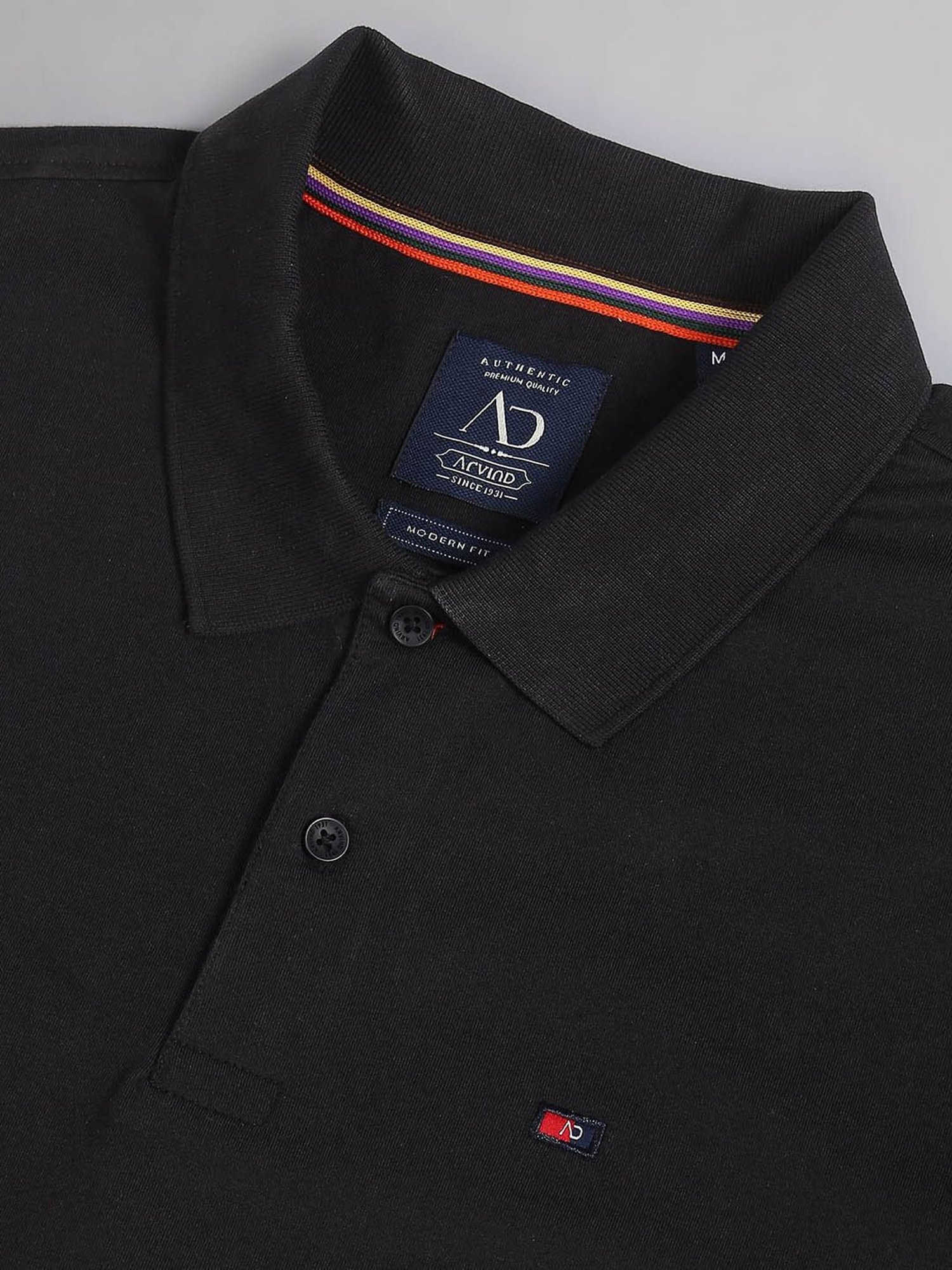 AD by Arvind Black Slim Fit Polo T-Shirt