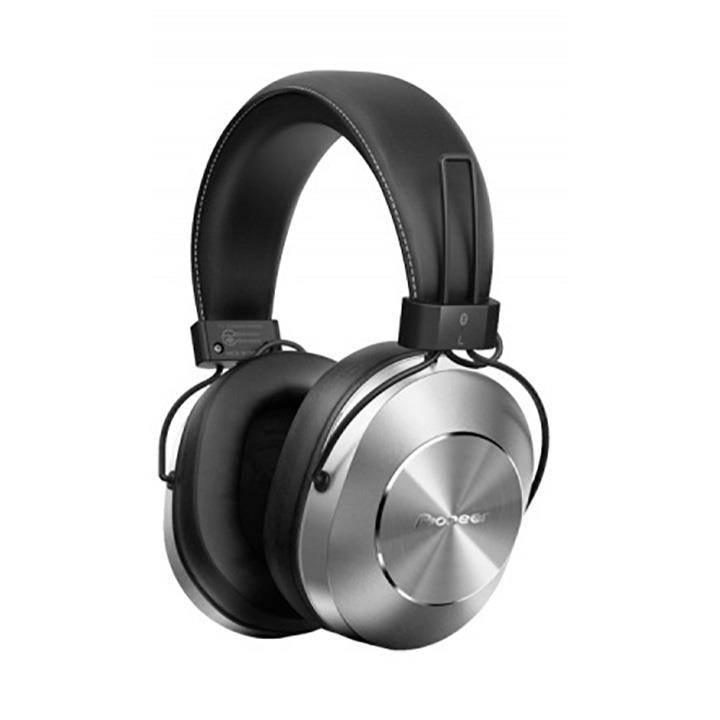 Pioneer Bluetooth 3.0 and Hi-Res Audio Over Ear Wireless/Wired Stereo Headphone with Built-In Mic, 12 Hours Battery, Pair 8 Devices, 40mm Drivers, 1.2m Cable, 9 Hz to 22 kHz, Silver (SE-MS7BT-S)