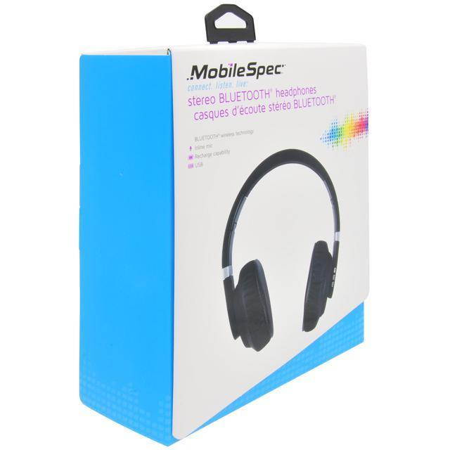 Mobilespec MBS11154 Premium Bluetooth Wireless Folding Headphones - Black