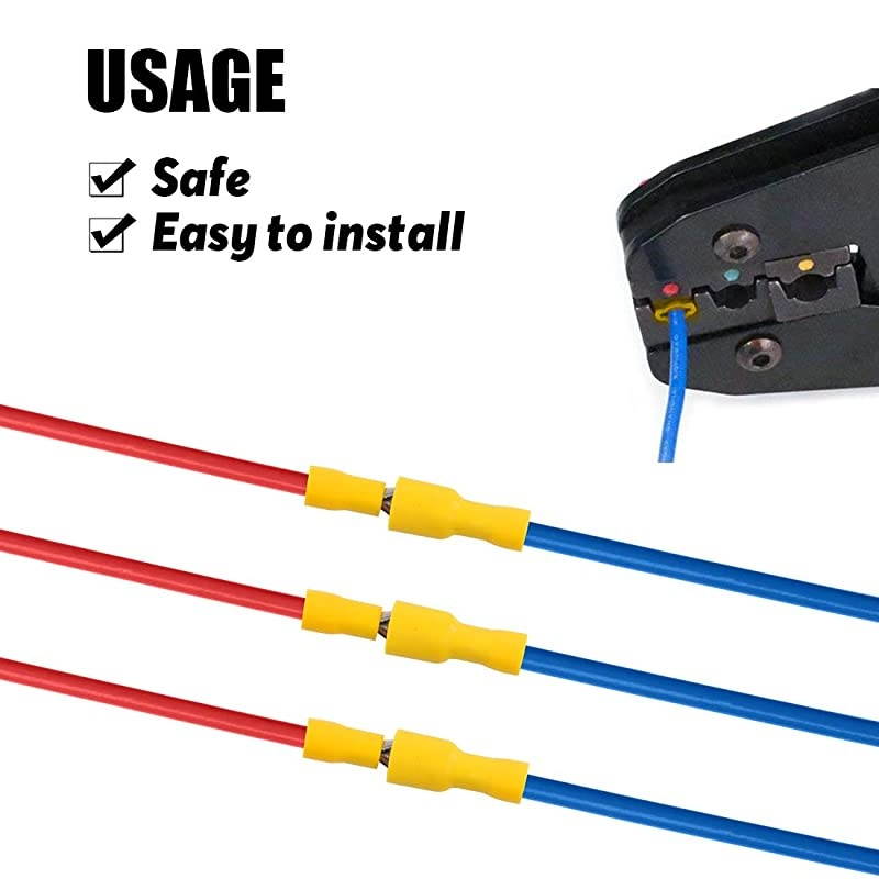 100pcs 12-10 Gauge Fully Insulated Male Female Spade Quick Splice Wire Terminals Wire Crimp Connectors Set