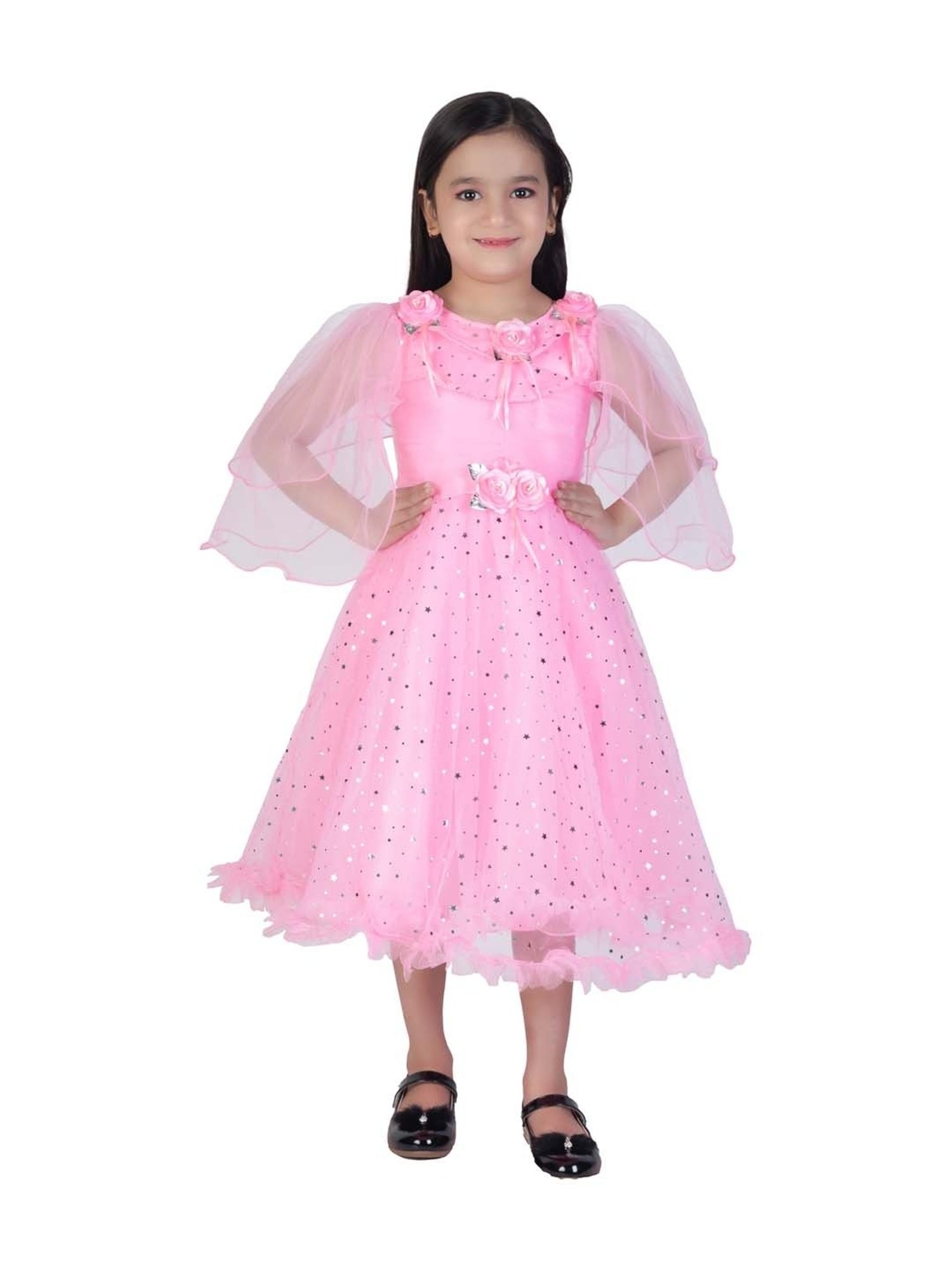 Ahhaaaa Kids Pink Cotton Applique Dress