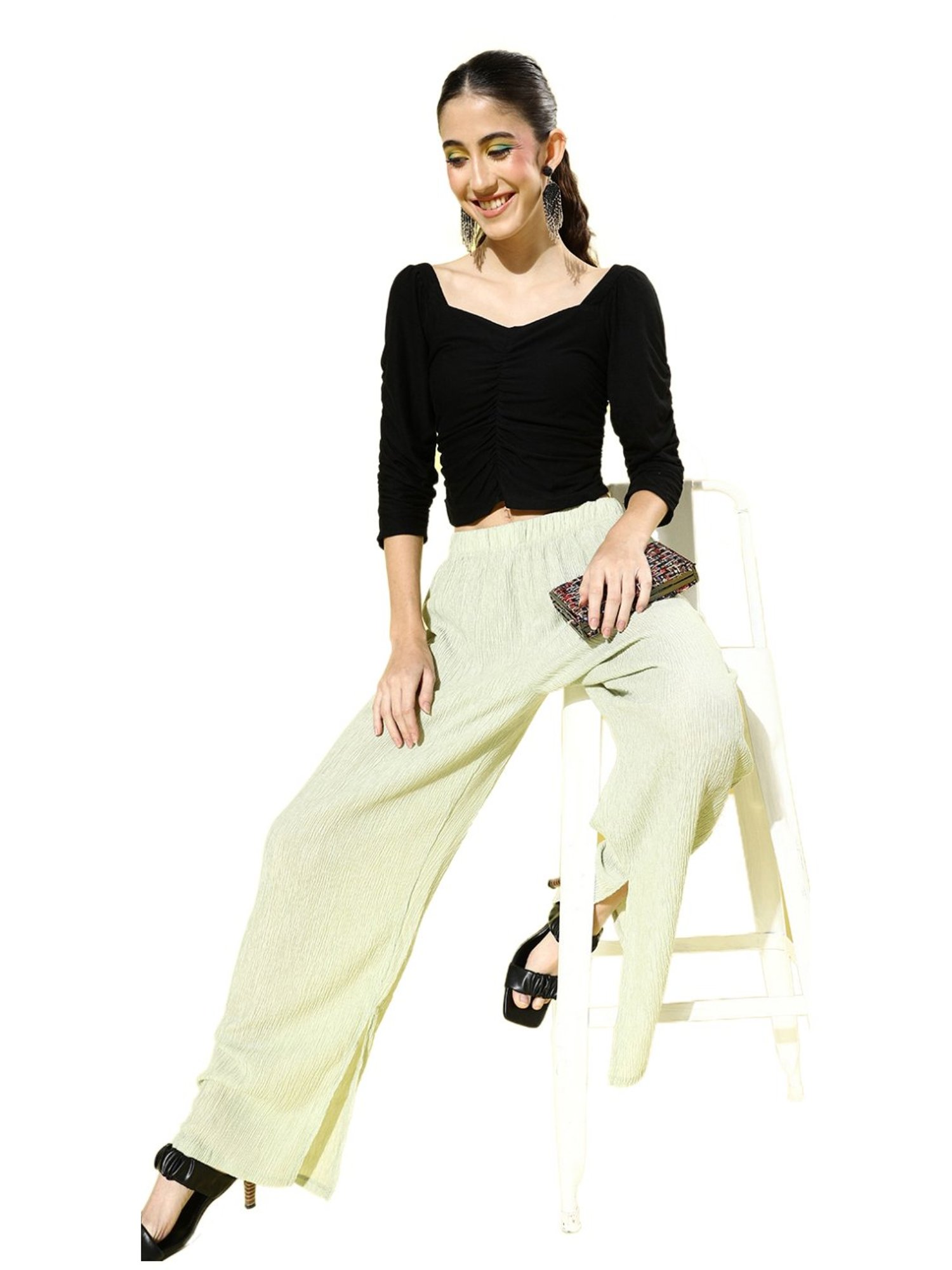 Sera Black Floral Print Crop Top