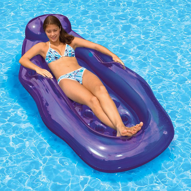 Swim Central Inflatable Purple Riviera Wet or Dry Swimming Pool Sun Lounge, 76-Inch