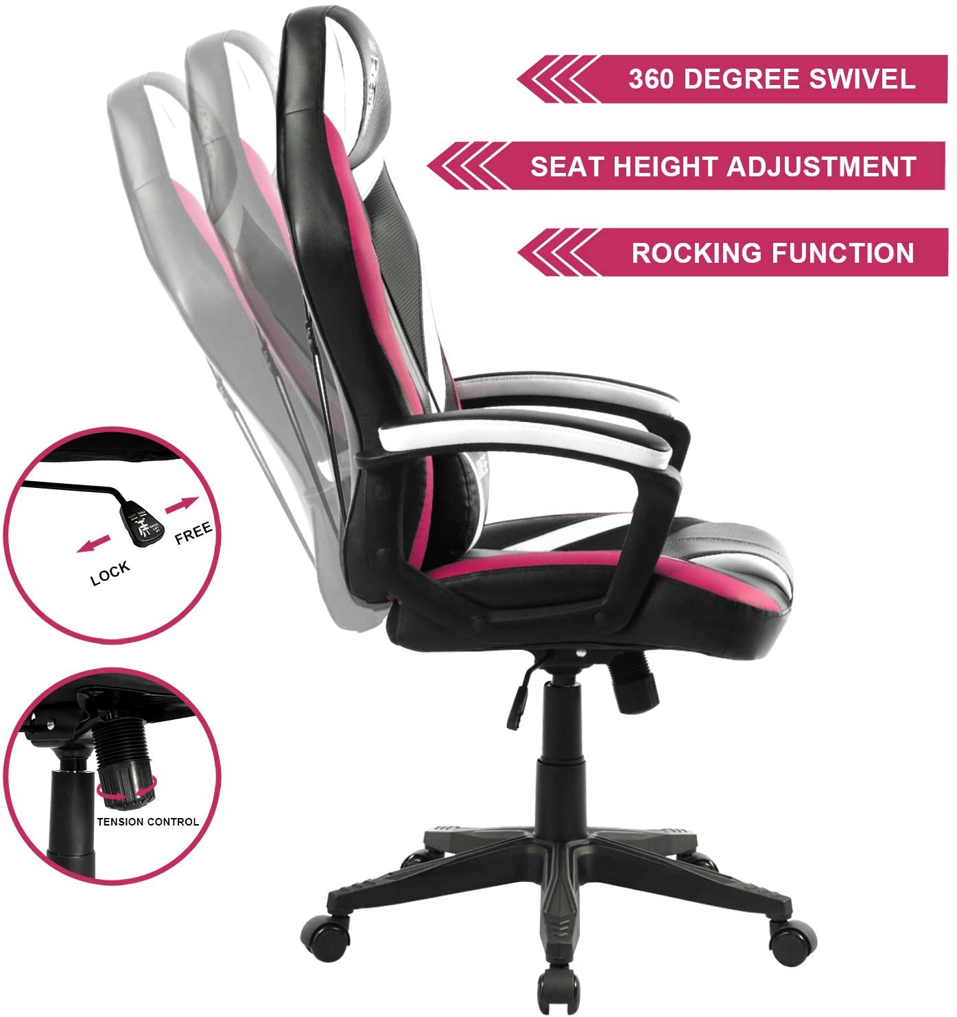 Vonesse Green Gaming Chair, Gaming Desk Chair for Teens, Computer Chair with Massage, High Back Home Office Desk Chairs, Big and Tall Gamer Chair, Computer Desk Chair, Game Chair for Kids (Green)
