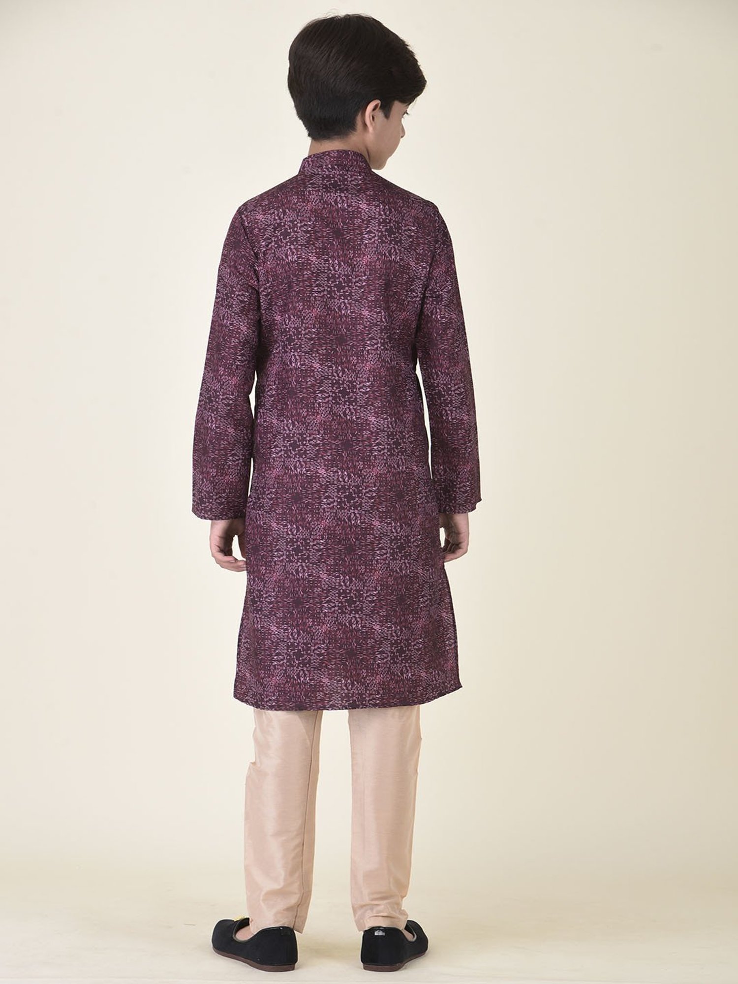 TABARD Kids Purple & Beige Printed Kurta + Pyjamas