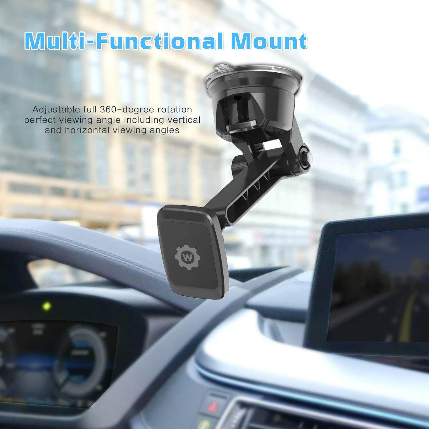 Dashboard Mount, WizGear Universal Magnetic Car Mount Holder, Windshield Mount and Dashboard Mount Holder for Cell Phones and Tablets with Long Adjustable Arm &ndash; (New Rectangle Head)