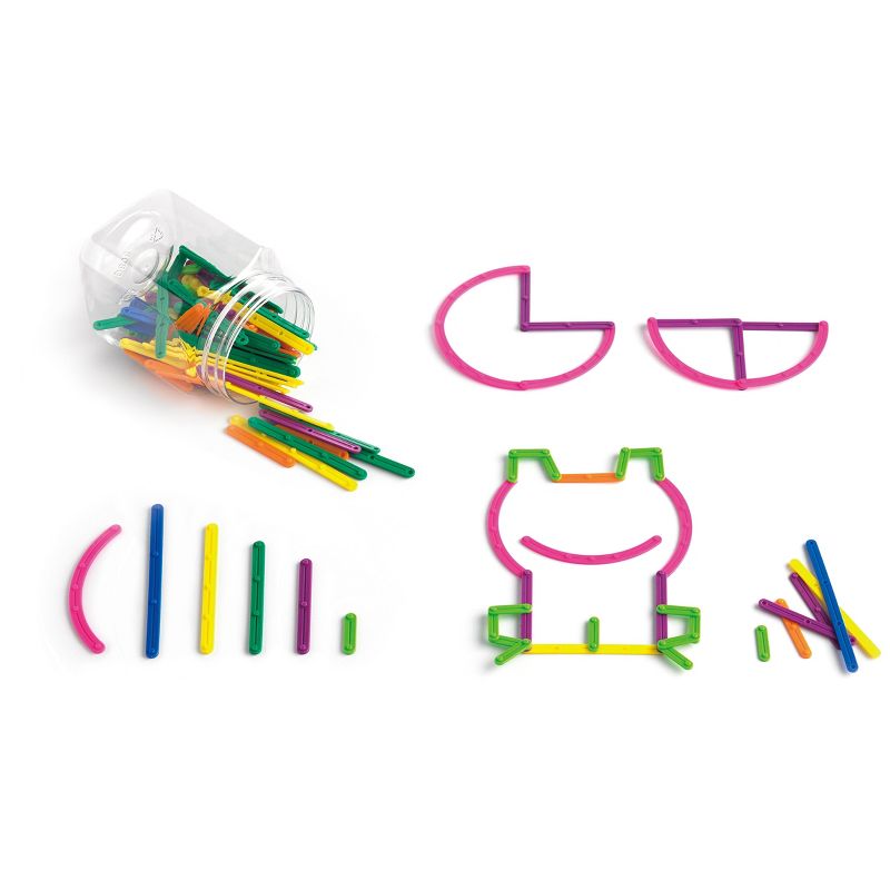 Edx Education Junior GeoStix - Mini Jar - Set of 160 - Geometric Construction Sticks - Build 2D Shapes and Pictures - Math Manipulative for Kids