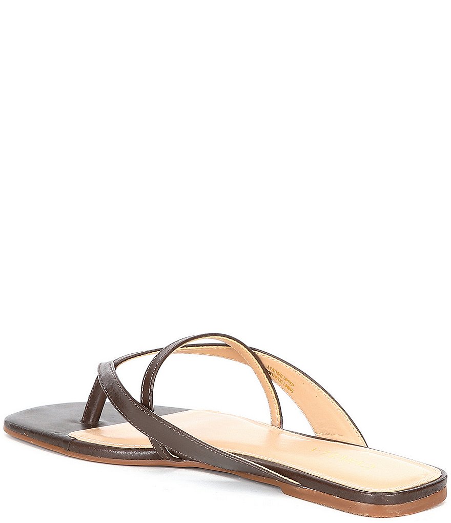 Carvela Grand Leather Square Toe Thong Sandals