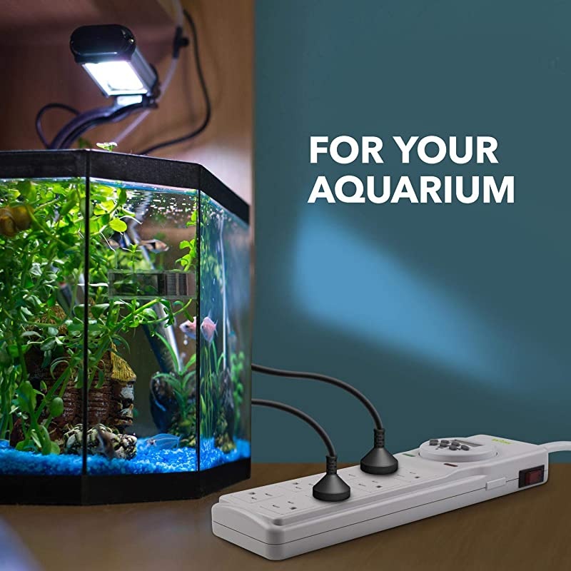 8 Outlet Surge Protector with 7Day Digital Timer 4 Outlets Timed 4 Outlets Always On White