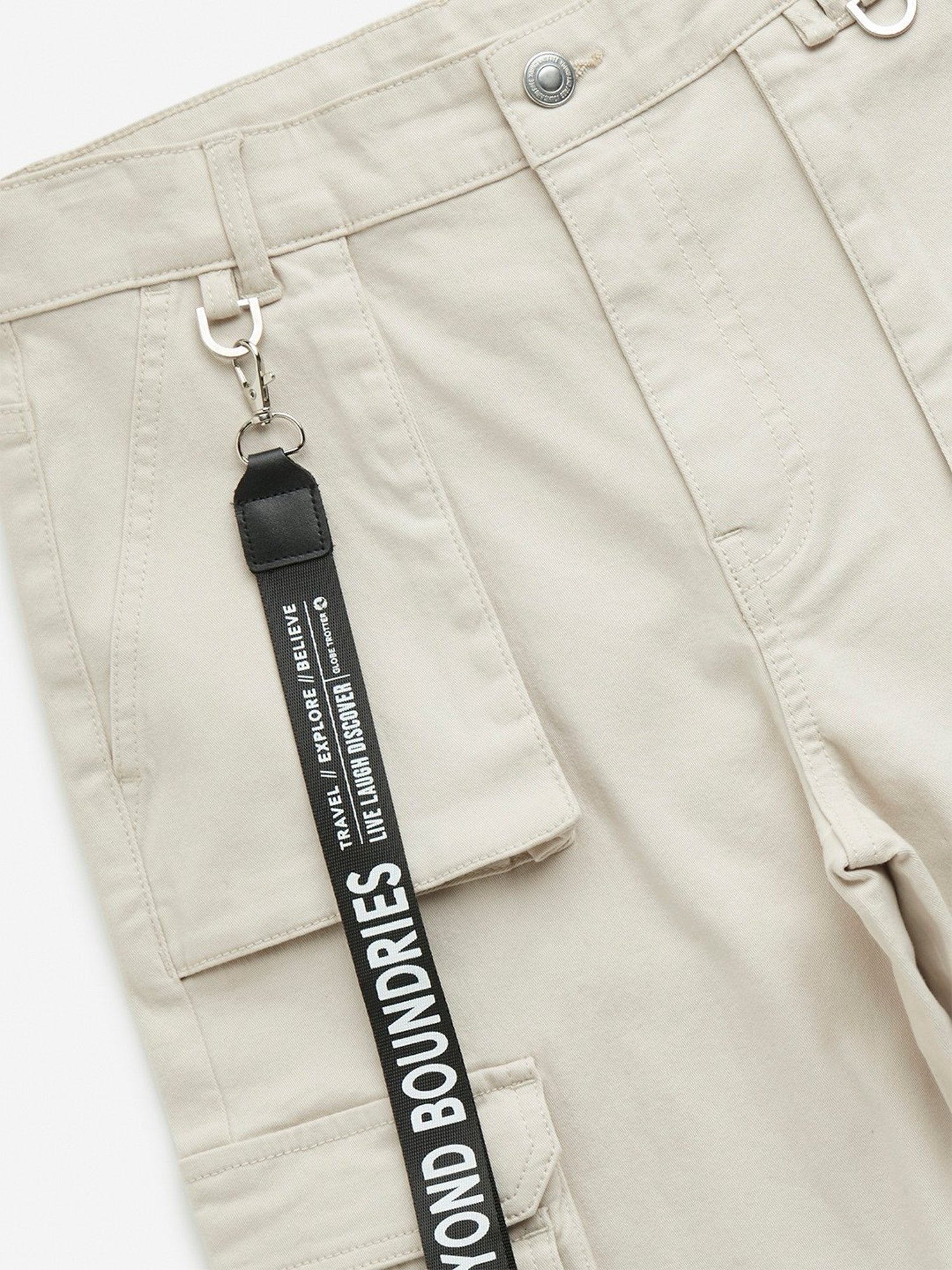 Y&F Boys by Westside Beige Cargo-Style Mid-Rise Cotton Blend Joggers