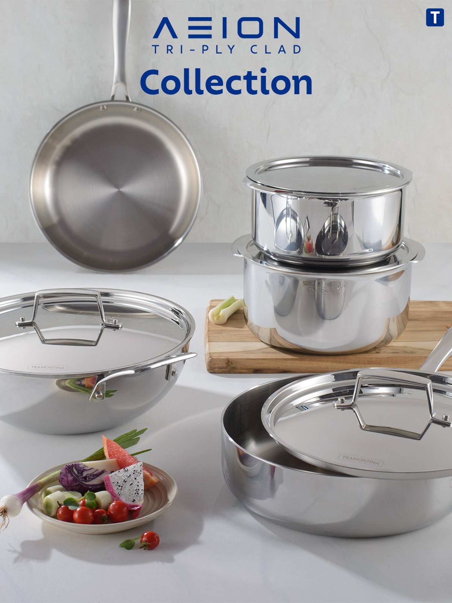 Tramontina Aeion Triply Non-Toxic Stainless Steel Tope with Lid 18cm/2.2L NSF Certified