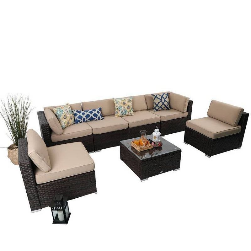 7pc Outdoor Wicker Rattan Furniture Set - Captiva Designs