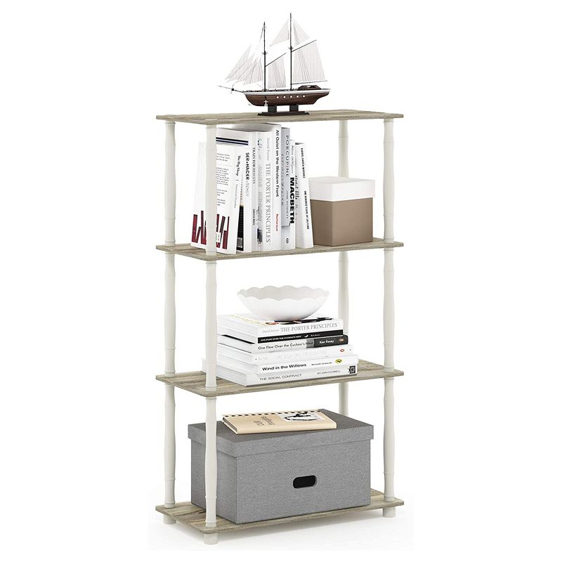 Furinno Turn-N-Tube 4 Tier Multipurpose Open Wood Display Shelf and Bookcase for Living Room, Dining Room, Bedroom, and Office Spaces, Espresso Black