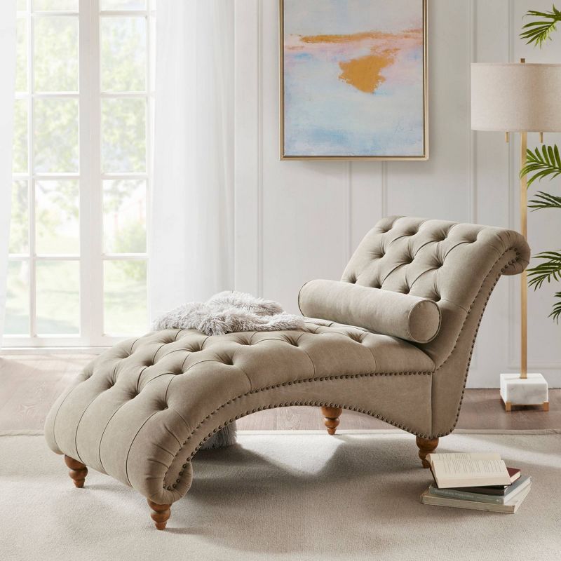 Fortas Mid-Century Modern Fabric Chaise Lounge Gray/Dark Walnut - Christopher Knight Home