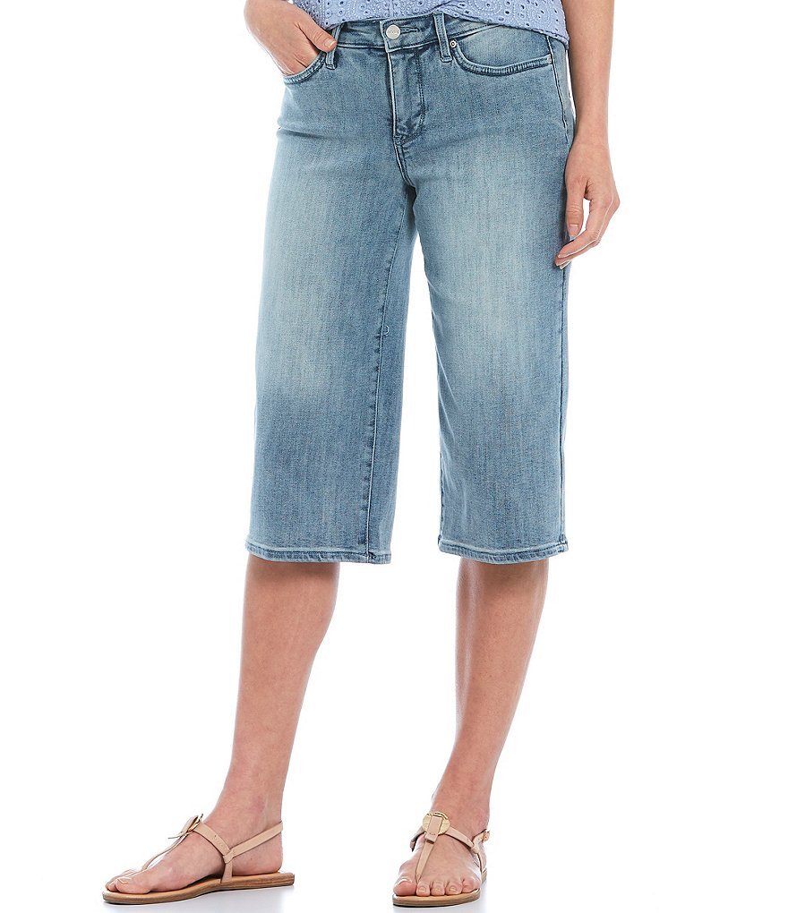 NYDJ Petite Size Wide Leg Pedal Pusher Straight Hem Capri Jeans