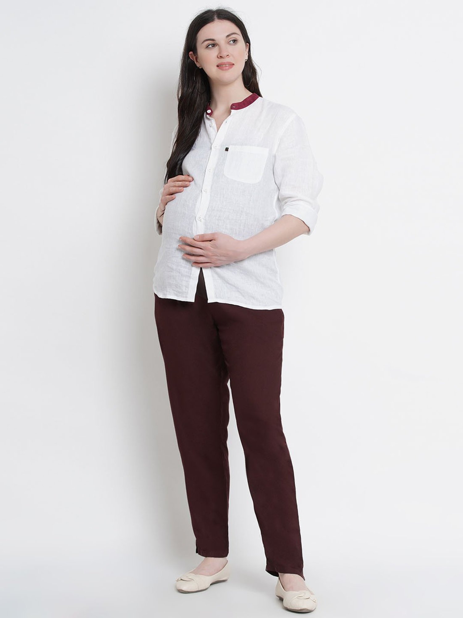 Mine4Nine Brown Maternity Pants