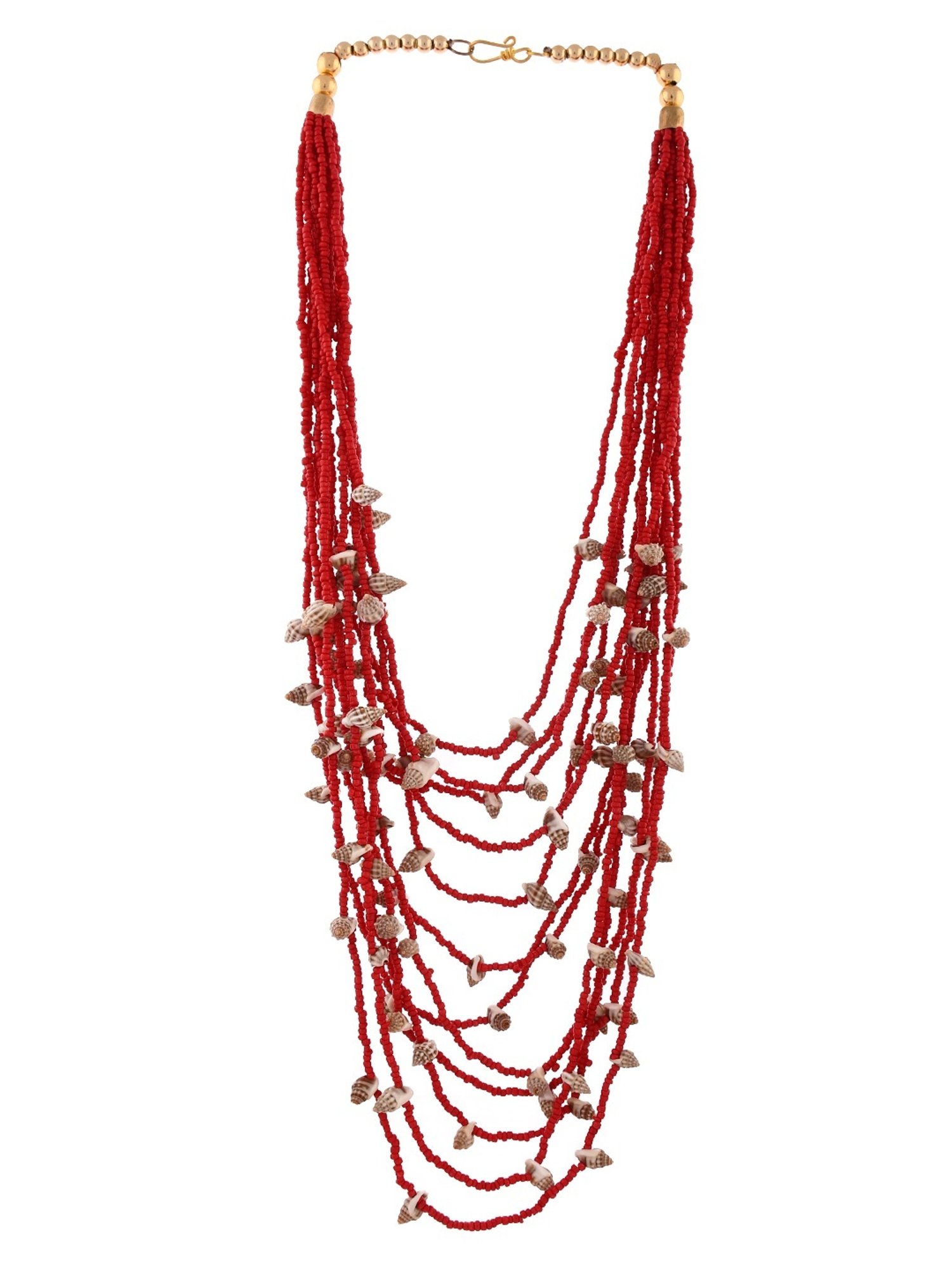 Imli Street Red Long Beaded Handcrafted Tribal Necklace