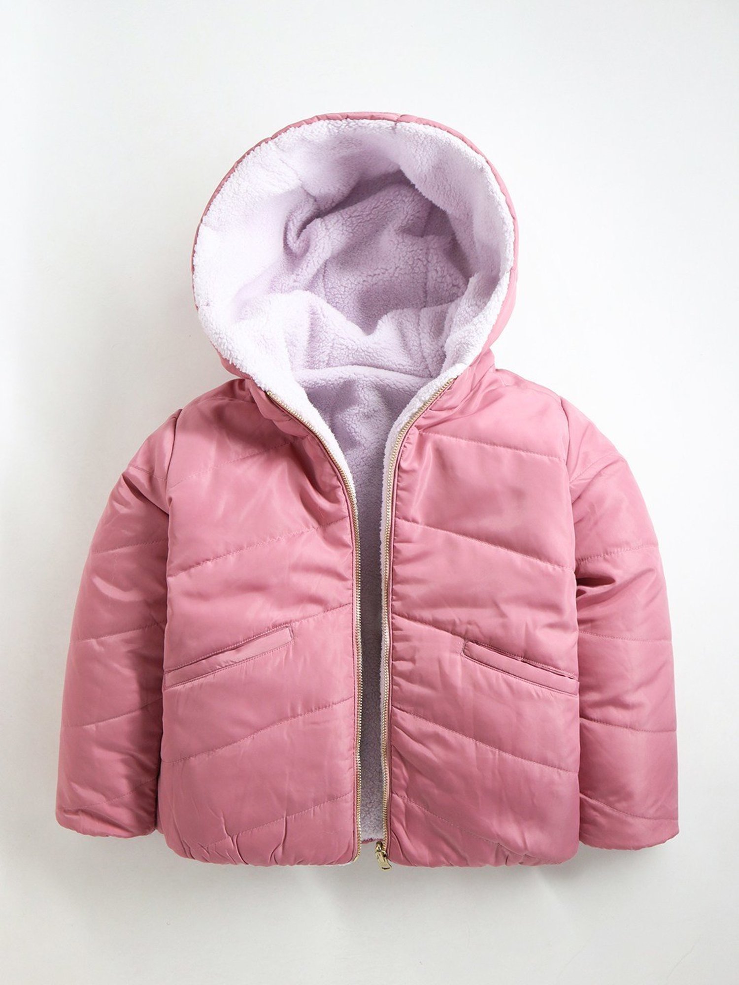 Cherry Crumble By Nitt Hyman Kids Pink & White Regular Fit Full Sleeves Reversible Jacket