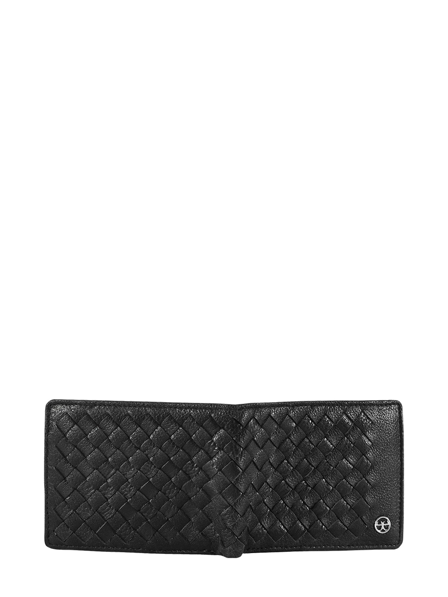 Eske Black Woven Leather Bi-Fold Wallet for Men