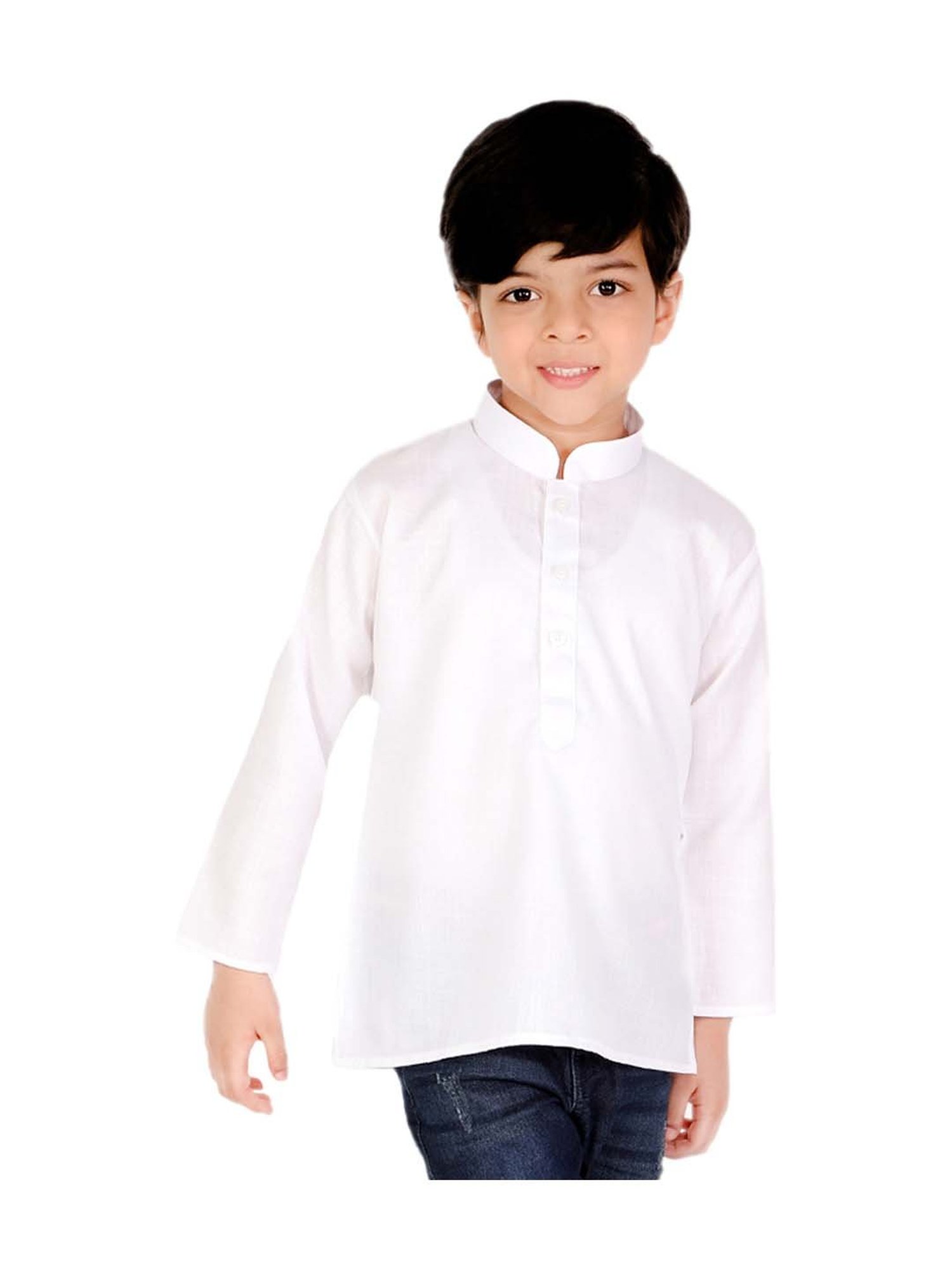 BownBee Kids White Cotton Kurta