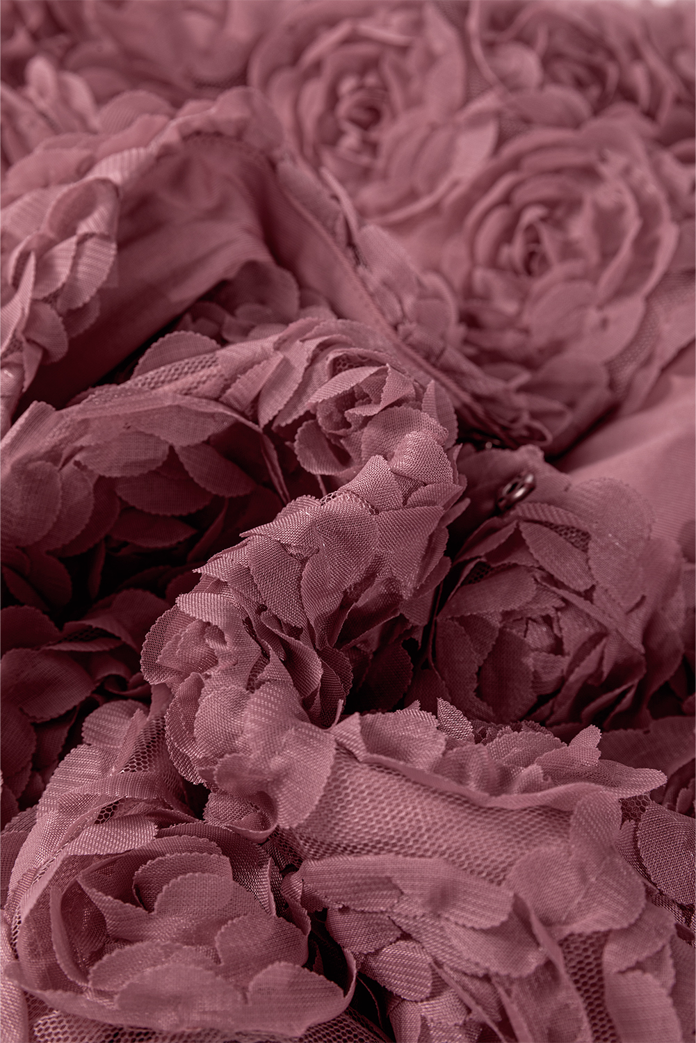 Rose Red Rhinestone Mesh Long Sleeve Bodysuit