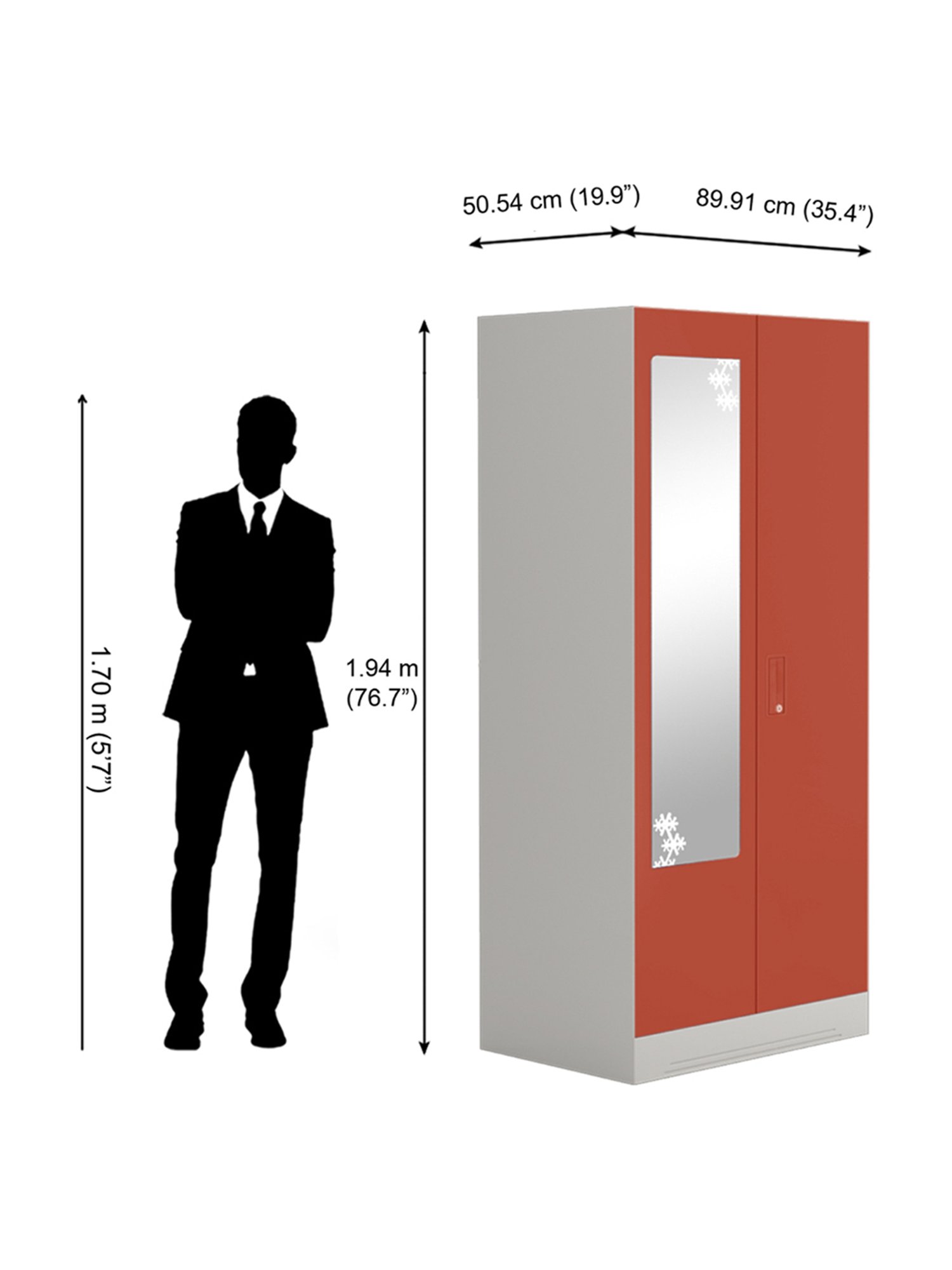 Godrej Interio Slimline 2 Door M2 Steel Almirah, (1 Year Warranty,Locker, Tex Terracotta Color)