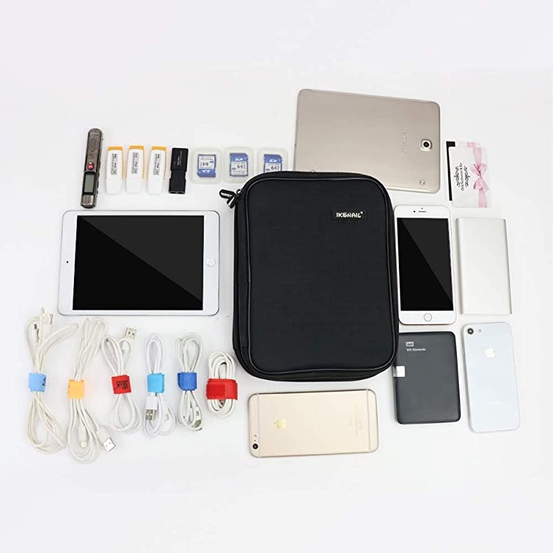 Electronic Organizer Three Layer Cable Organizer Bag Travel Gadget Storage Case for USB Cable Hard Drive Power Bank Digital Camera iPad MiniTablet or EBook up to 79 Black