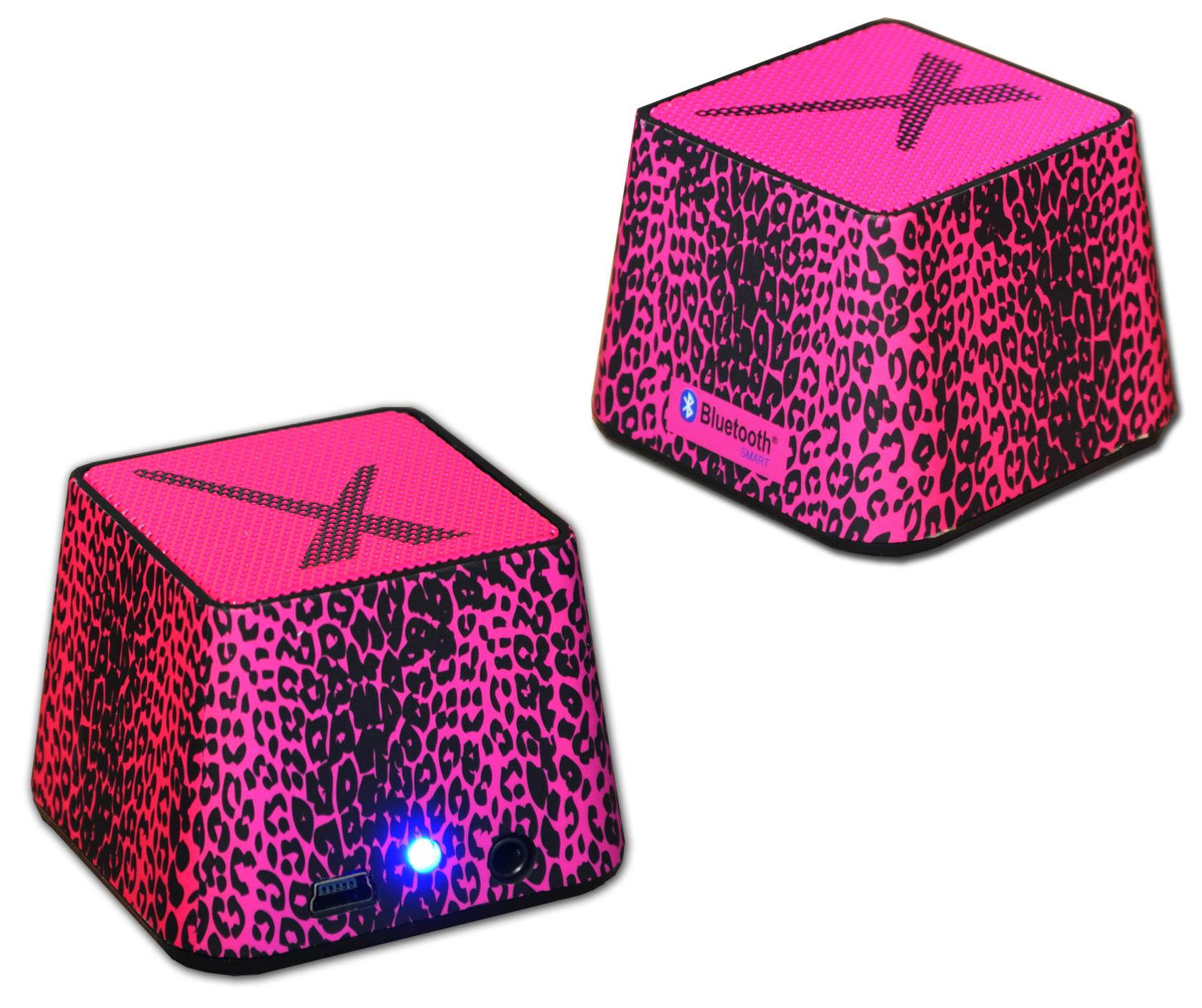 Xit Portable Mini Wireless Bluetooth Speaker in Stylish Hot Pink Leopard, Compatible with IPhone, Ipod, Smartphones and All Bluetooth Enabled Devices + 360-Degree Sound Output
