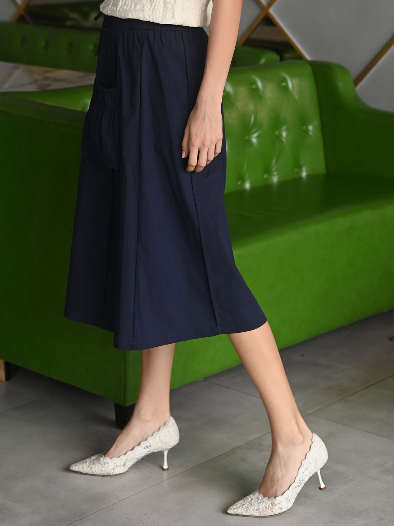 Odette Navy A-Line Skirt