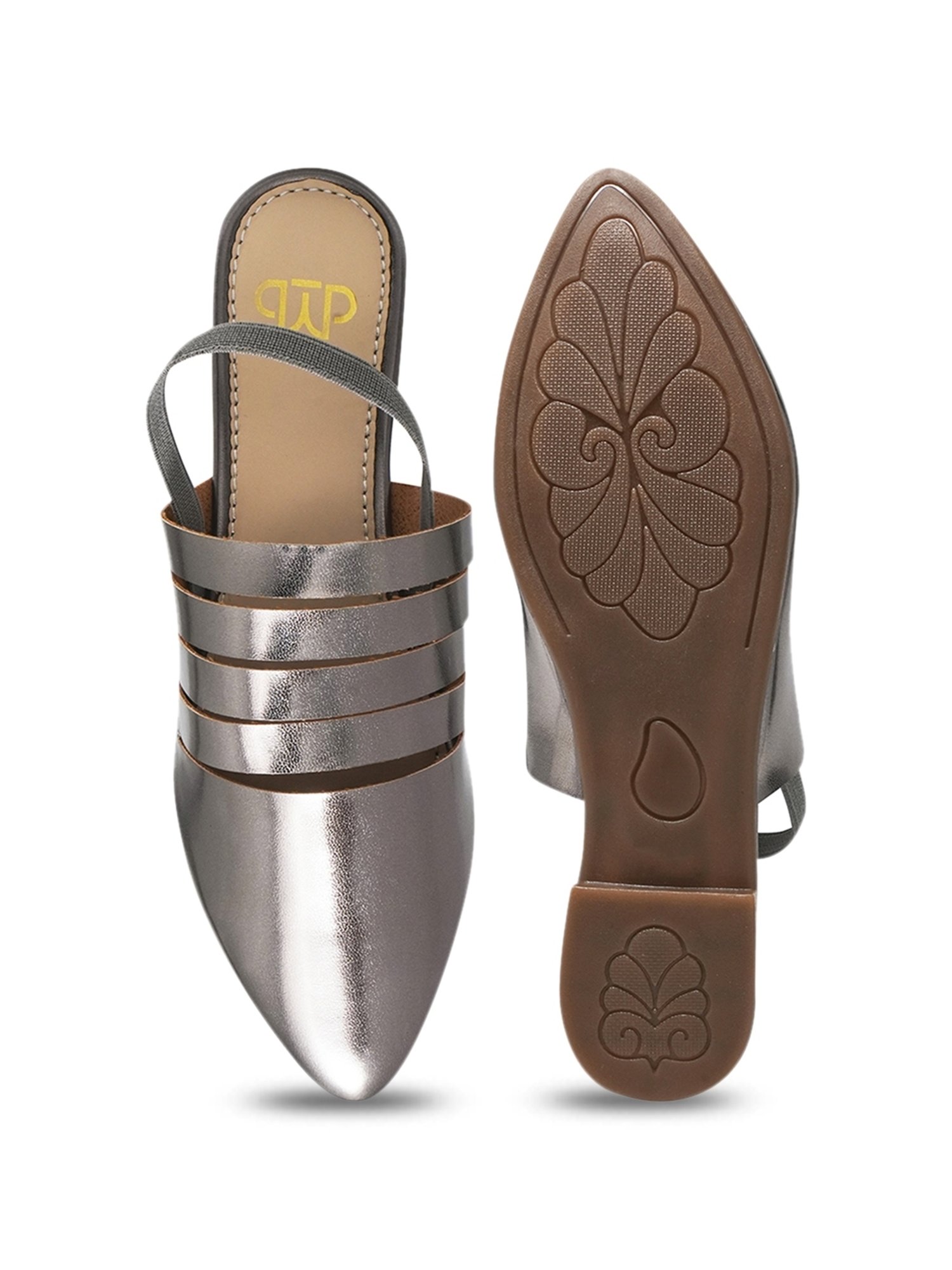 The White Pole Women's Silver Sling Back Sandals