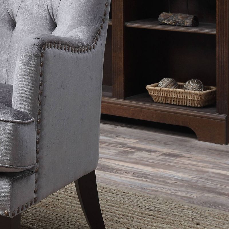 Isabella Traditional Wingback Accent Chair with a Nailhead Trim Gray - AC Pacific