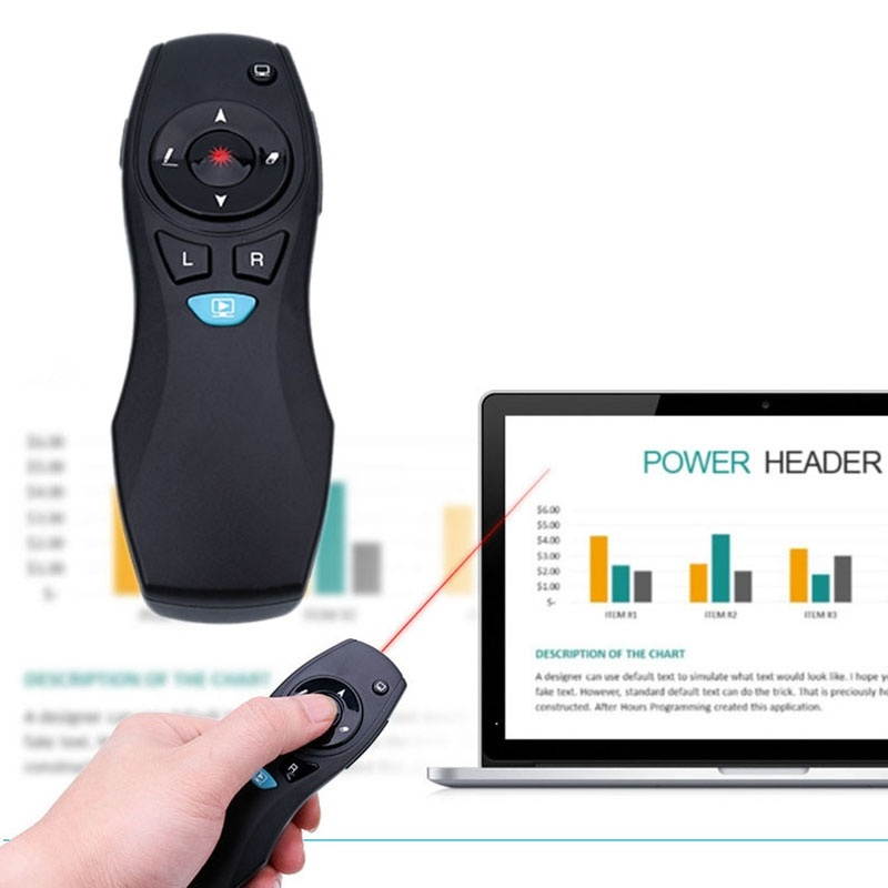 VIBOTON A3 Multimedia Presentation Remote PowerPoint Clicker Wireless Presenter Air Mouse, Control Distance: 10-15m