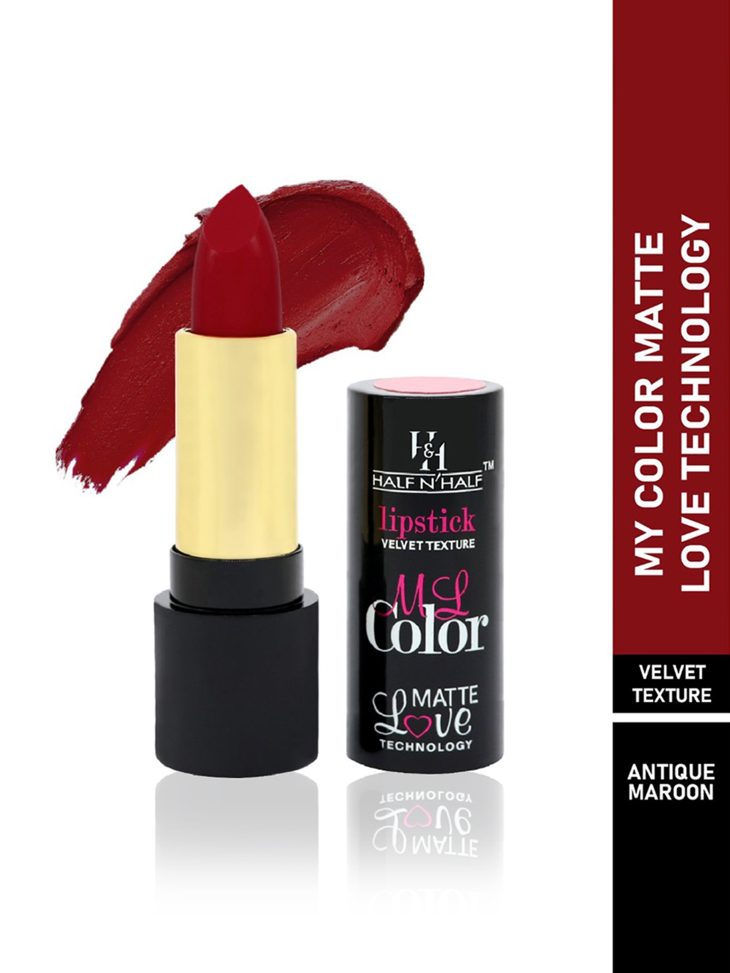 Half N Half My Color Velvet Texture Matte Lipstick Antique Maroon - 3.8 gm