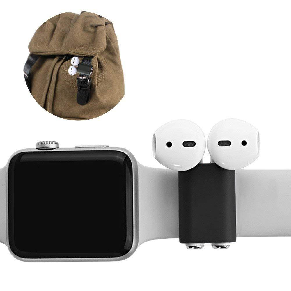 Spessn Compatible AirPods Holder,Portable Exercise Anti-Lost for Watch Band Strap Shock Resistant Silicone Holder - Dark Gray