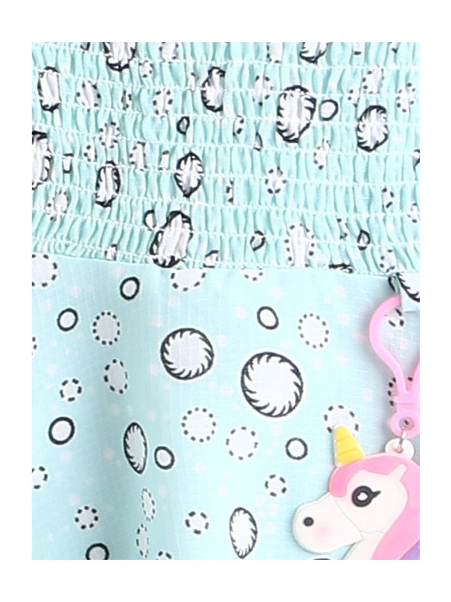 The Magic Wand Kids Blue Printed Dress with Belt