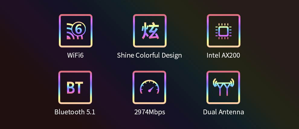 Comfast CF-AX200 CC PCIe WiFi6 Adapter 2974Mbps bluetooth 5.1 Dual Antennas PCI-E WiFi Adapter Gaming RGB Network Card only For Desktop Win10 64bit  PC