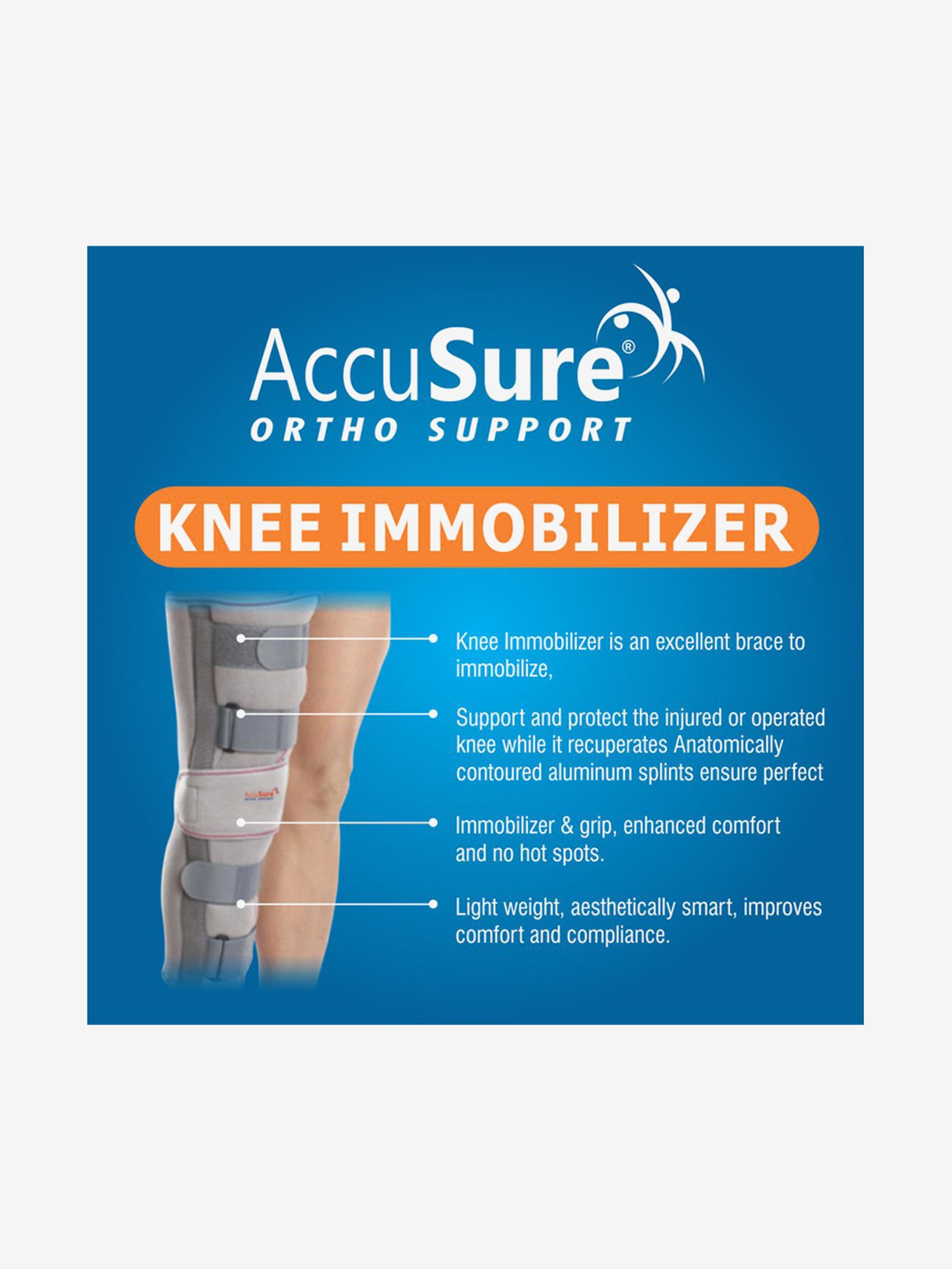 AccuSure K7 Knee Immobilizer Support - Size S (Grey)