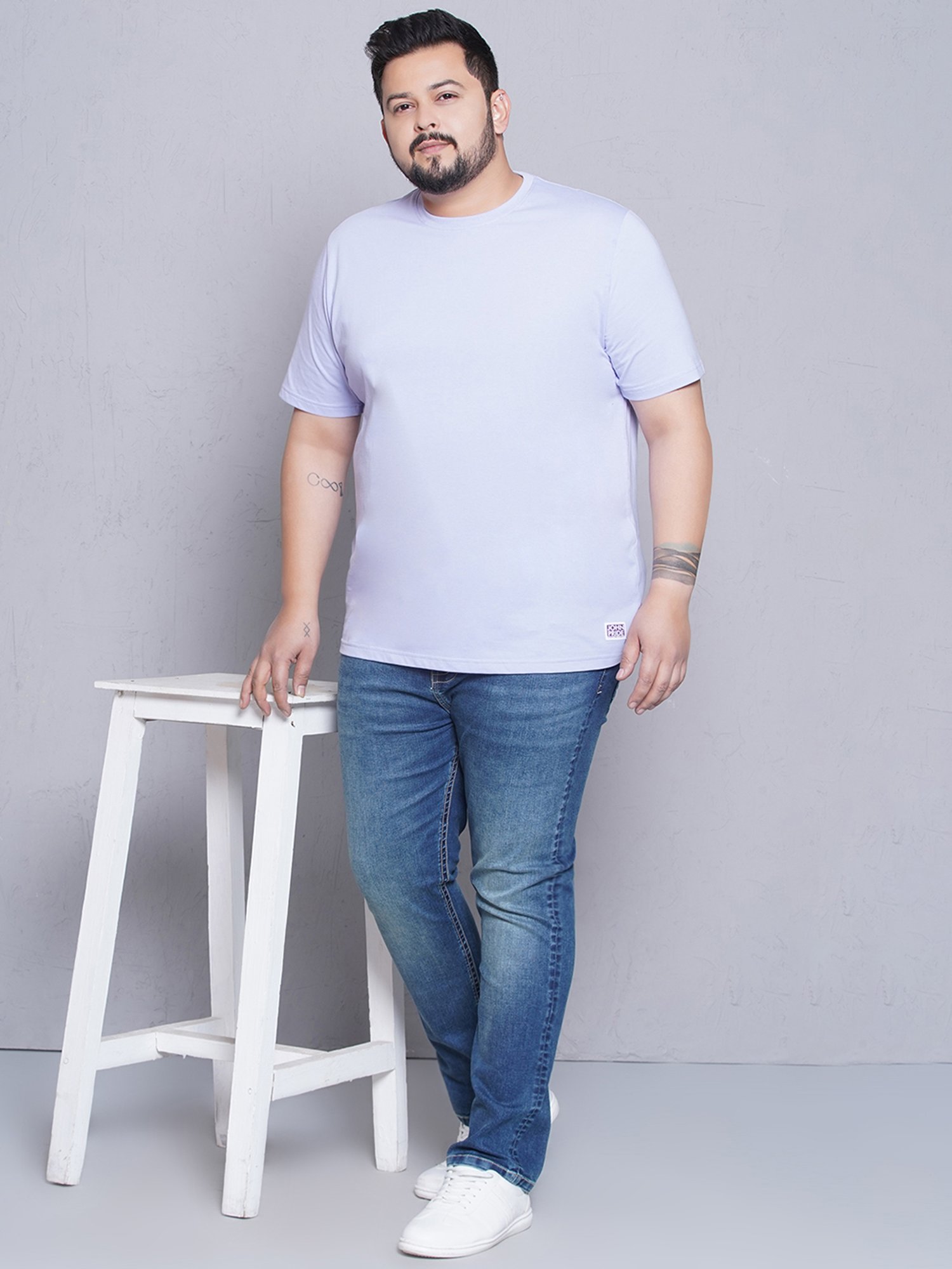 John Pride Blue Regular Fit Lightly Washed Plus Size Jeans