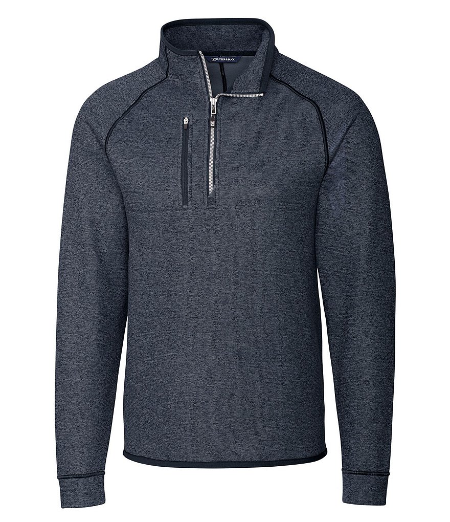 Cutter & Buck Big & Tall Traverse Stripe Performance Stretch Half-Zip Pullover
