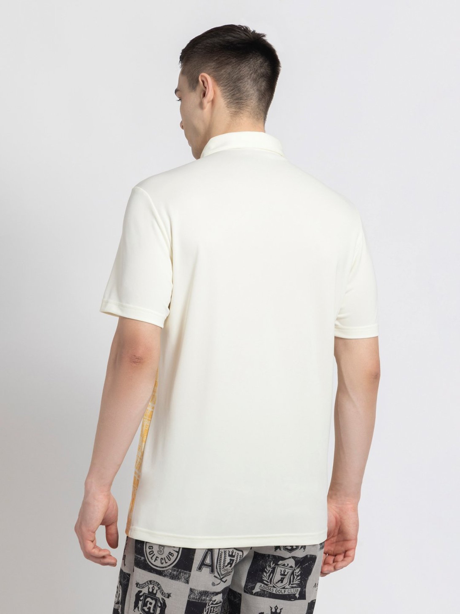 adidas Light Beige Regular Fit Printed Golf Polo T-Shirt