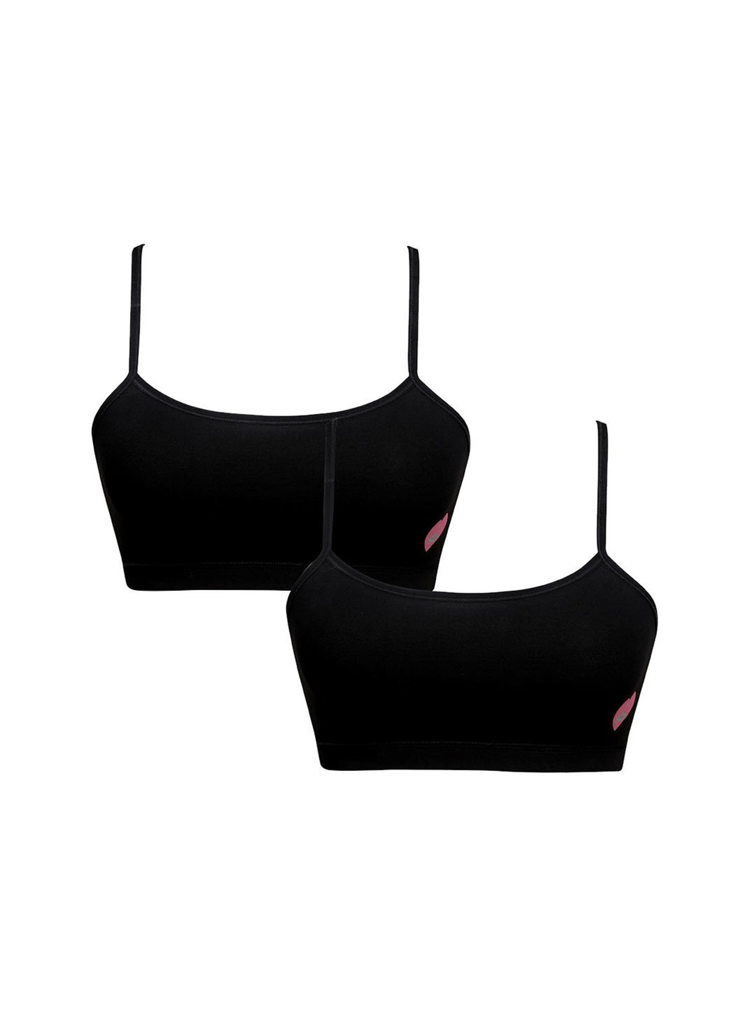 Sillysally Kids Solid Black Bra (Pack Of 2)