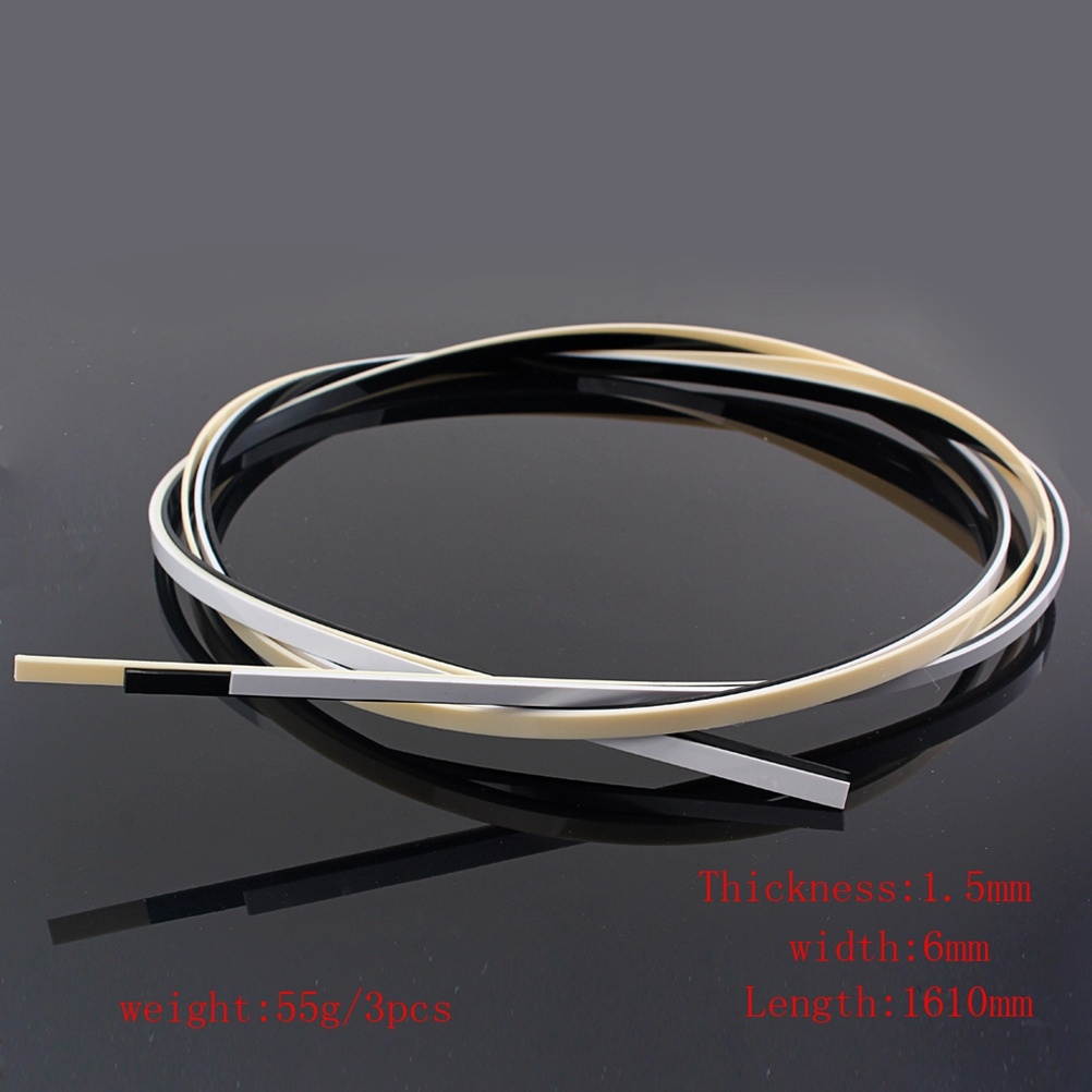 3 PCS 6 mm Width Guitar Binding Purling Strips Celluloid Guitar Binding Materials Assorted Colors for Classical Acoustic Guitar and Ukulele