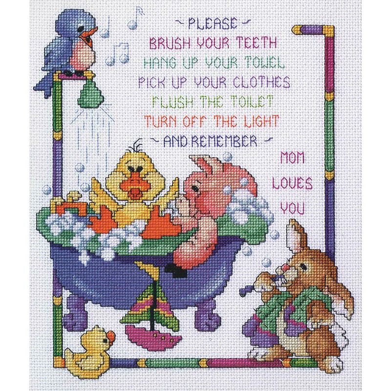 Janlynn Counted Cross Stitch Kit 10"X12"-Bath Time Rules (14 Count)