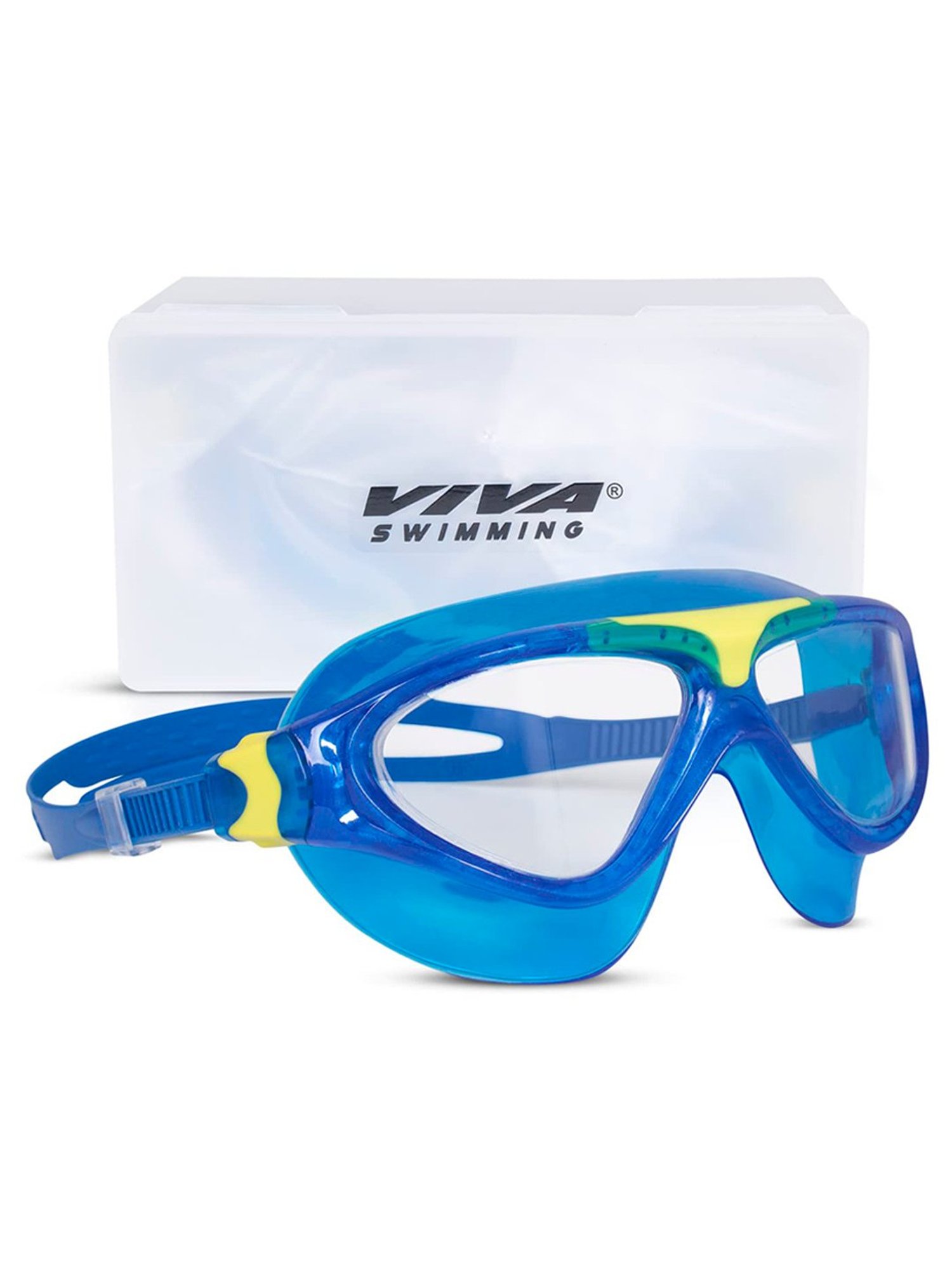 Viva Swimming Anti Fog UV Protection High Performance Mask Goggle (Blue)