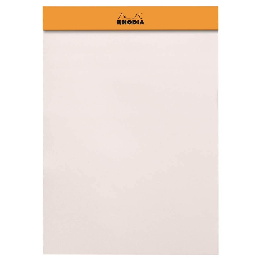 Rhodia"R" Premium Stapled Notepad - Blank 70 sheets - 6 x 8 1/4 - Black Cover