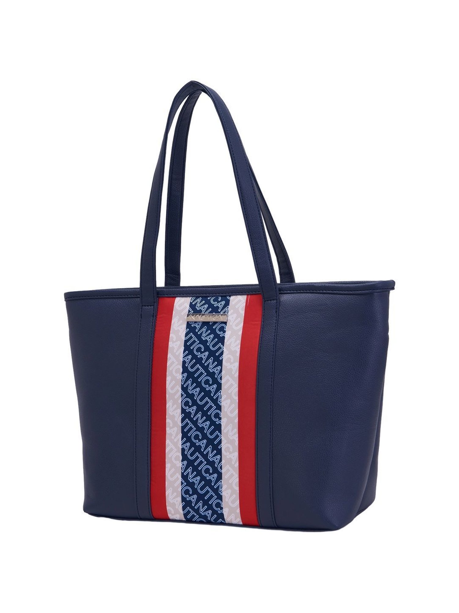 Nautica Navy Blue Printed Medium Tote Handbag