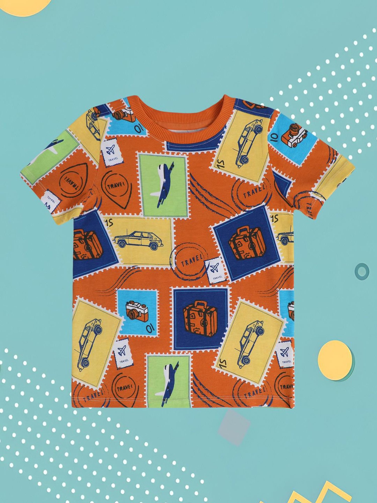 MINIKLUB Kids Brown Printed T-Shirt