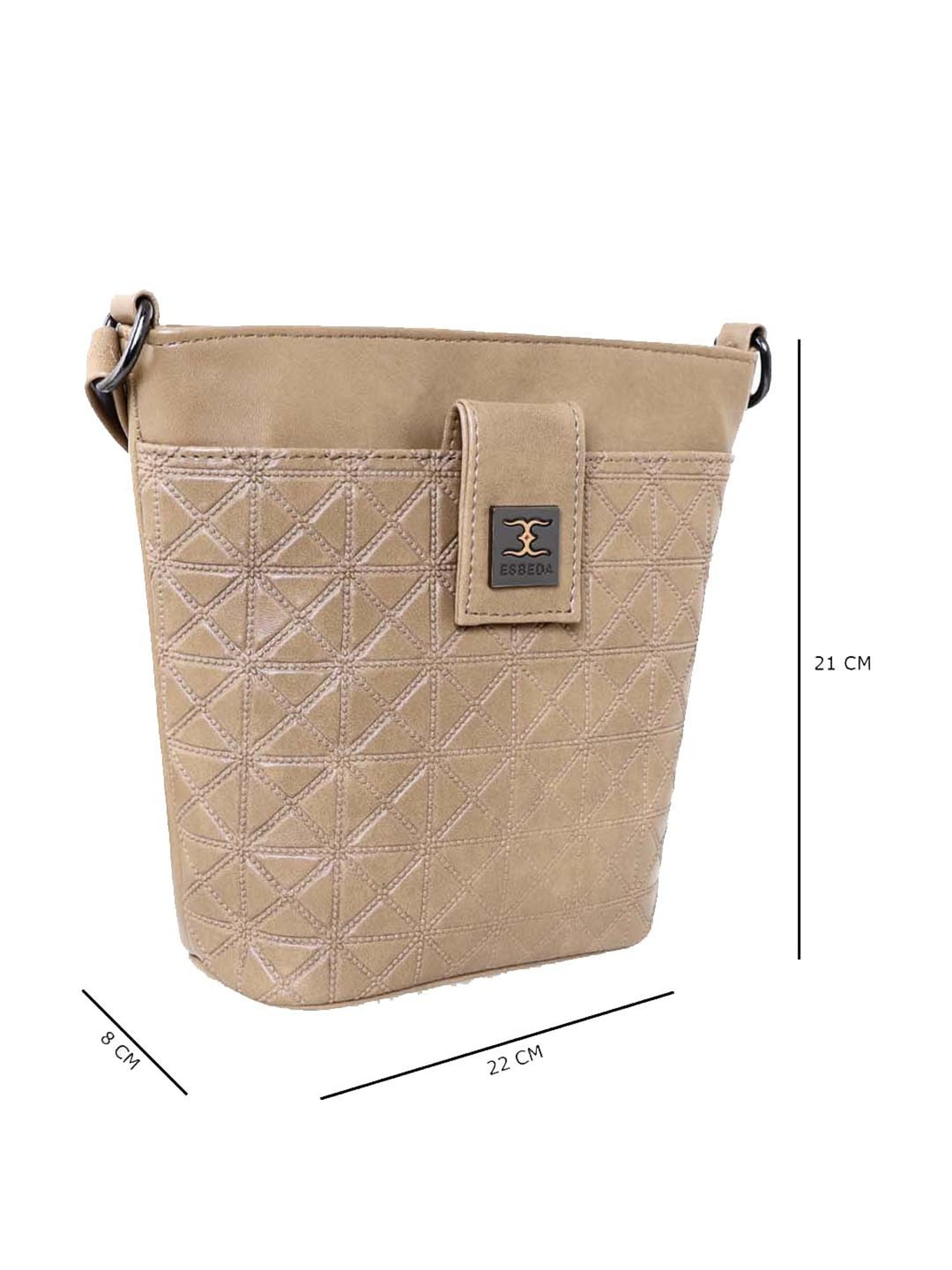 Esbeda Beige Solid Small Sling Handbag
