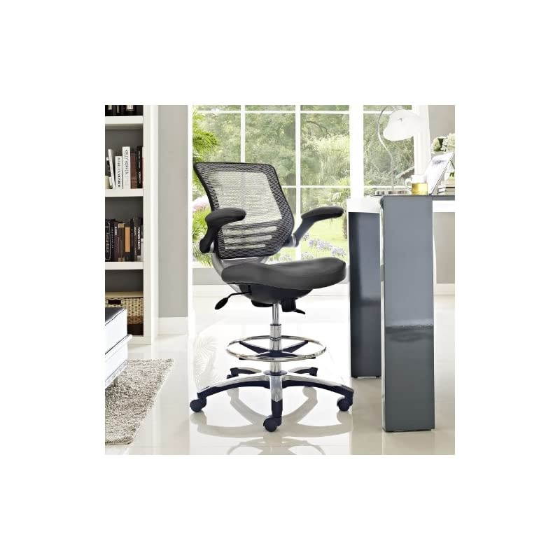 Edge Drafting Chair - Reception Desk Chair - Flip-Up Arm Drafting Chair in Gray